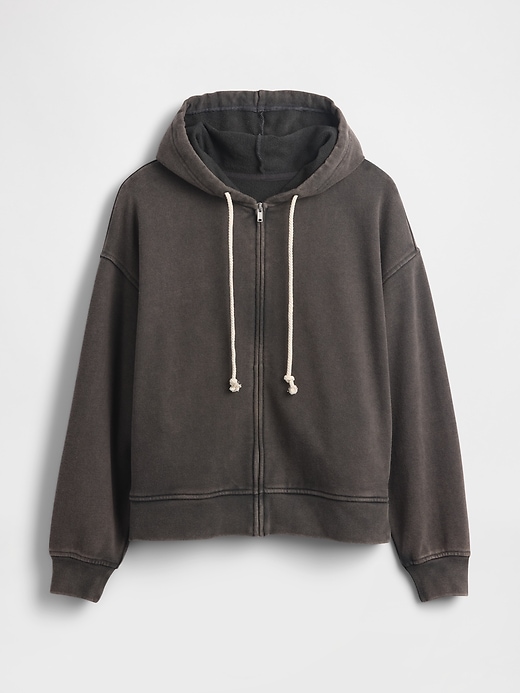 oversize-kapuzenpullover aus schwerem french terry mit reißverschluss