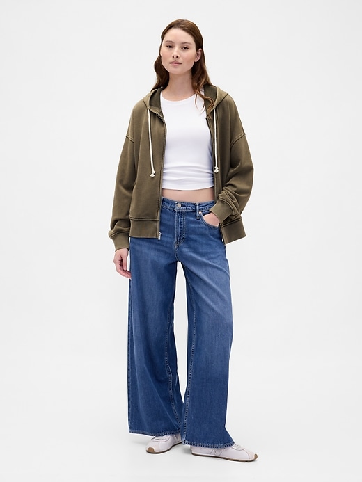 oversize-kapuzenpullover aus schwerem french terry mit reißverschluss