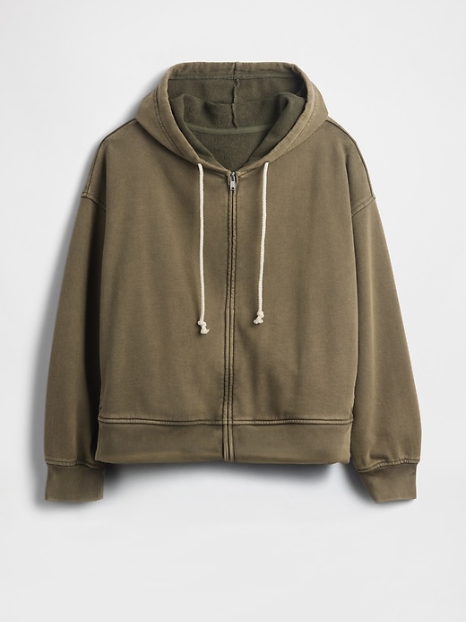 oversize-kapuzenpullover aus schwerem french terry mit reißverschluss