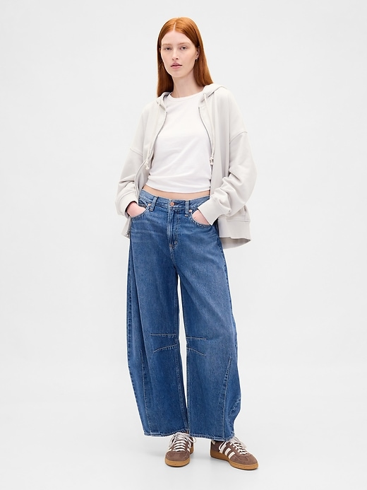 oversize-kapuzenpullover aus schwerem french terry mit reißverschluss