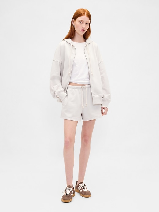 oversize-kapuzenpullover aus schwerem french terry mit reißverschluss