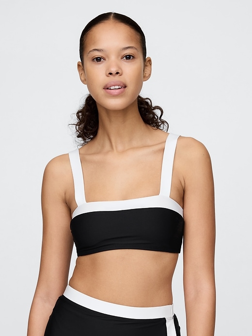 bandeau-bikini-oberteil in farbblock-optik