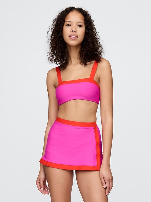 bandeau-bikini-oberteil in farbblock-optik