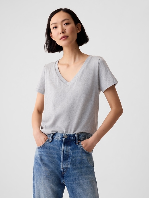 vintagesoft t-shirt aus bio-baumwolle mit v-ausschnitt
