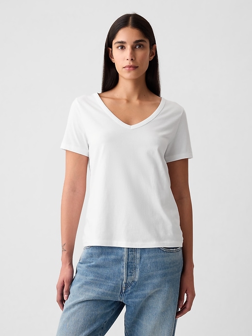 vintagesoft t-shirt aus bio-baumwolle mit v-ausschnitt