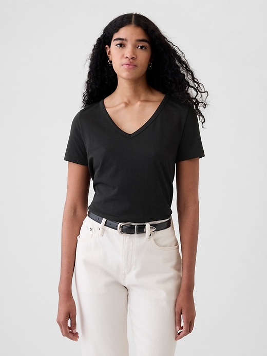 vintagesoft t-shirt aus bio-baumwolle mit v-ausschnitt