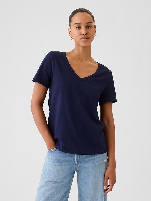 vintagesoft t-shirt aus bio-baumwolle mit v-ausschnitt