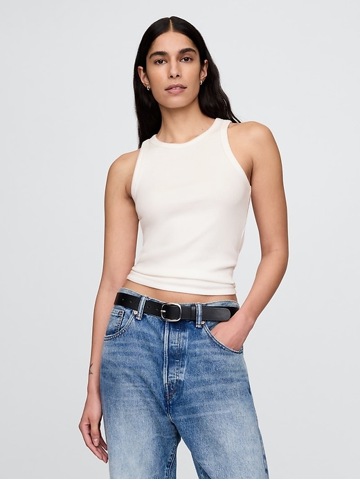 modernes geripptes neckholder-tanktop