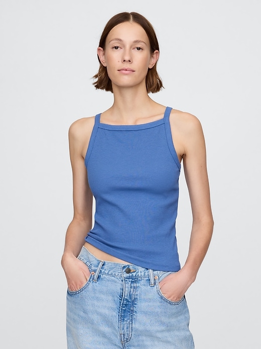 modernes tanktop mit schürzenkragen