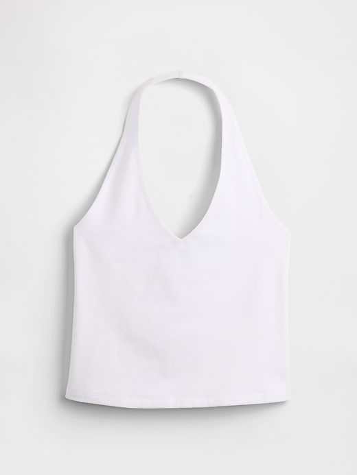 enggestricktes neckholder-crop-top