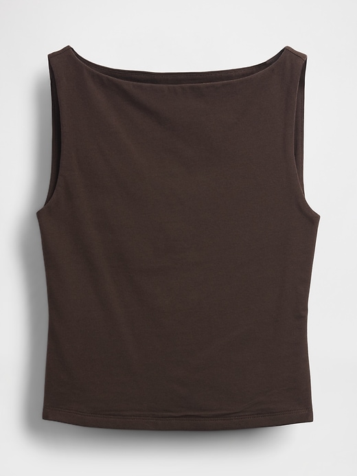 enggestricktes jersey-tanktop mit u-boot-ausschnitt