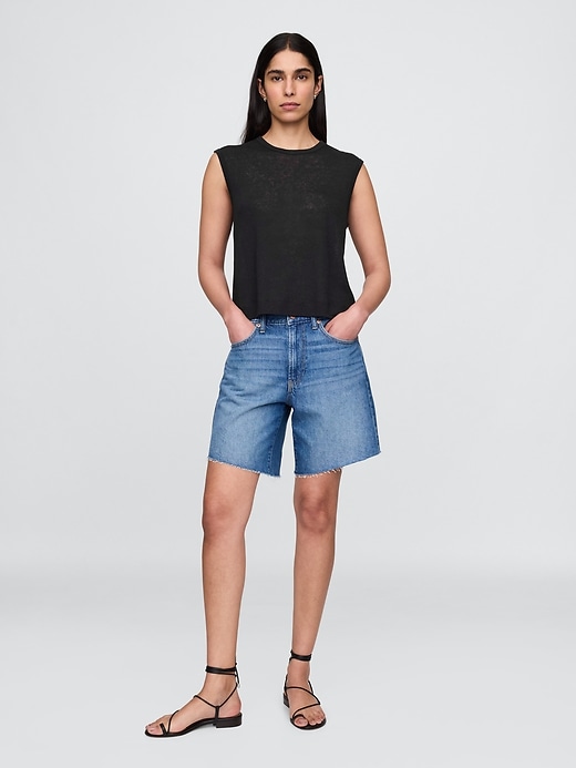 tanktop aus leinenmischgewebe mit rundhalsausschnitt