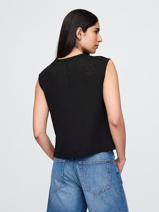 tanktop aus leinenmischgewebe mit rundhalsausschnitt