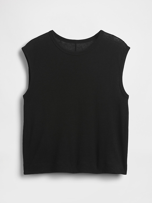tanktop aus leinenmischgewebe mit rundhalsausschnitt