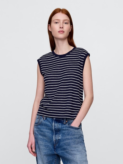 tanktop aus leinenmischgewebe mit rundhalsausschnitt