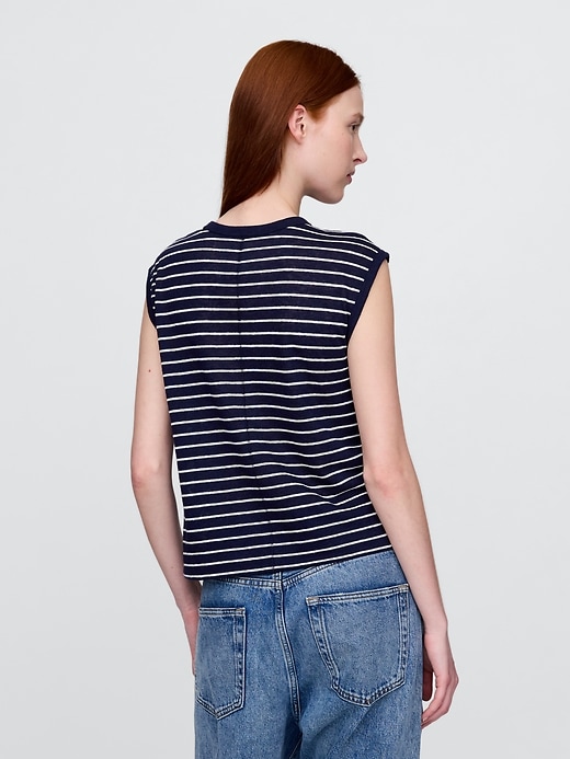 tanktop aus leinenmischgewebe mit rundhalsausschnitt
