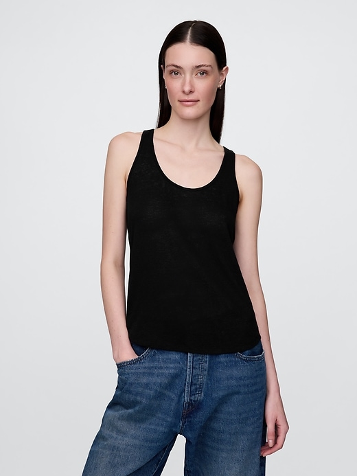tanktop aus leinenmischung mit racerback