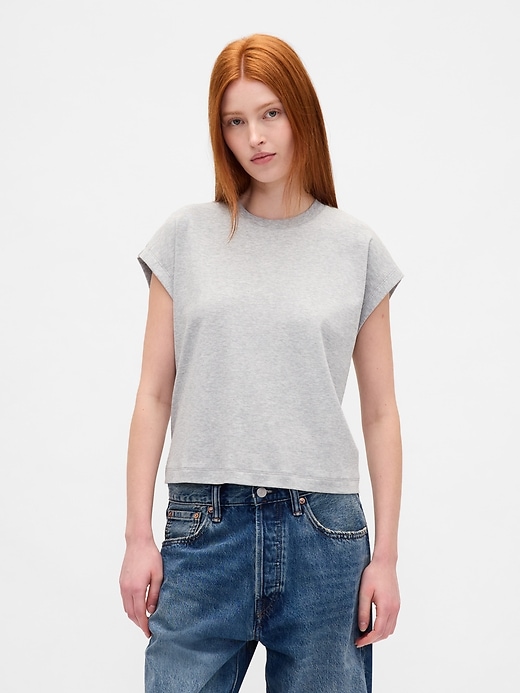 supima baumwoll-crop-t-shirt lässig geschnitten