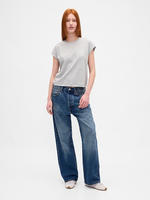 supima baumwoll-crop-t-shirt lässig geschnitten