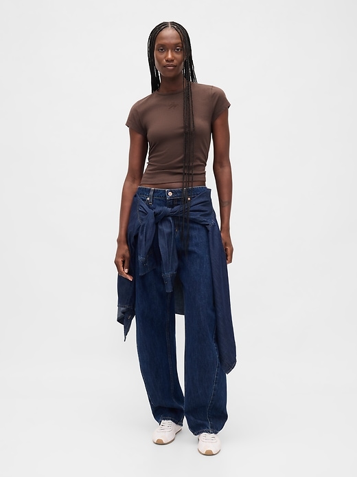 crop-top aus baumwolljersey mit logo