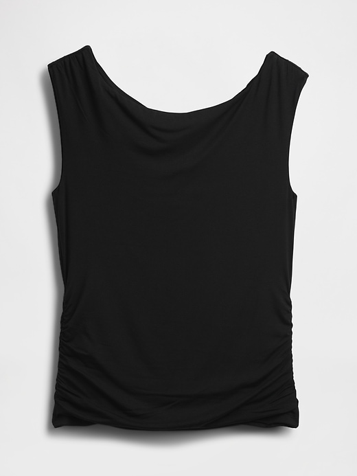 schulterfreies gerafftes crop-top
