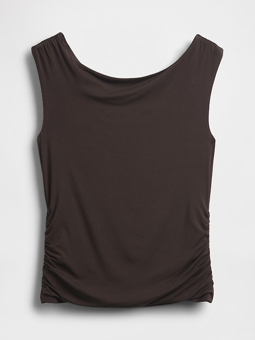 schulterfreies gerafftes crop-top