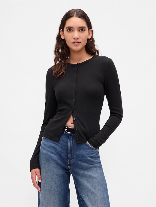moderner rundhals-cardigan