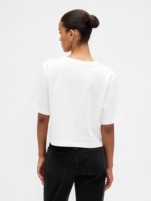 schweres bauchfreies t-shirt mit rundhalsausschnitt