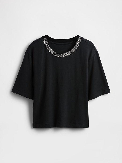 schweres bauchfreies t-shirt mit rundhalsausschnitt