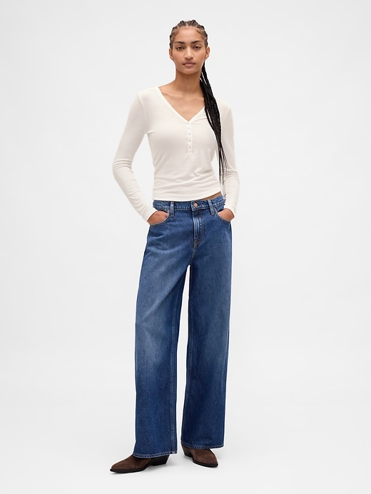 henley-t-shirt mit transparentem rippstrick