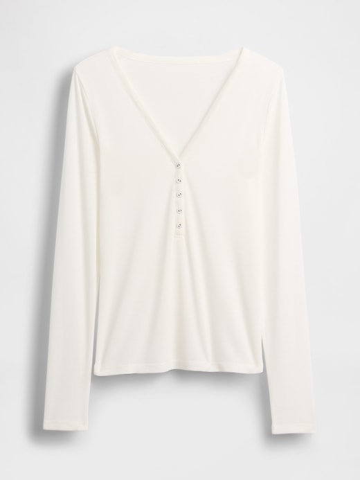 henley-t-shirt mit transparentem rippstrick