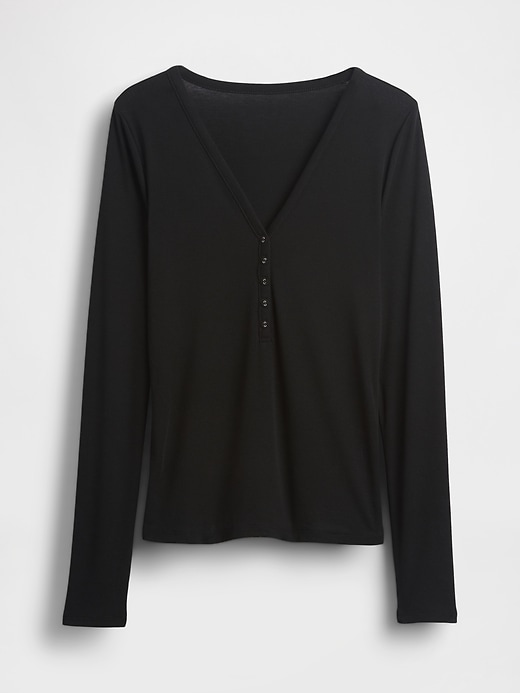 henley-t-shirt mit transparentem rippstrick