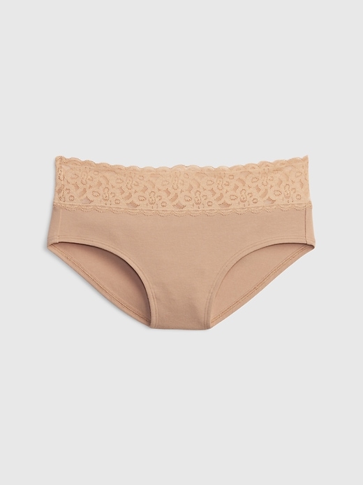 hipster aus bio-stretch-baumwolle mit spitzenbesatz
