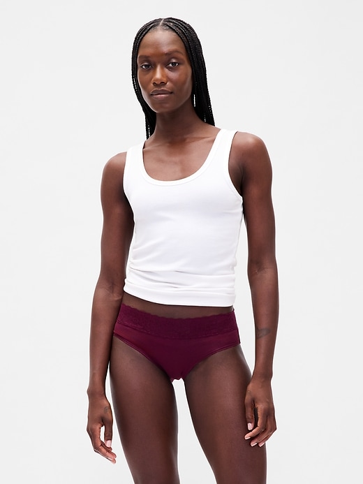 hipster aus bio-stretch-baumwolle mit spitzenbesatz