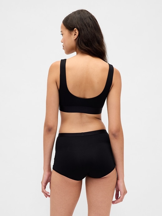 kurze hose aus bio-stretch-baumwolle mit hohem bund