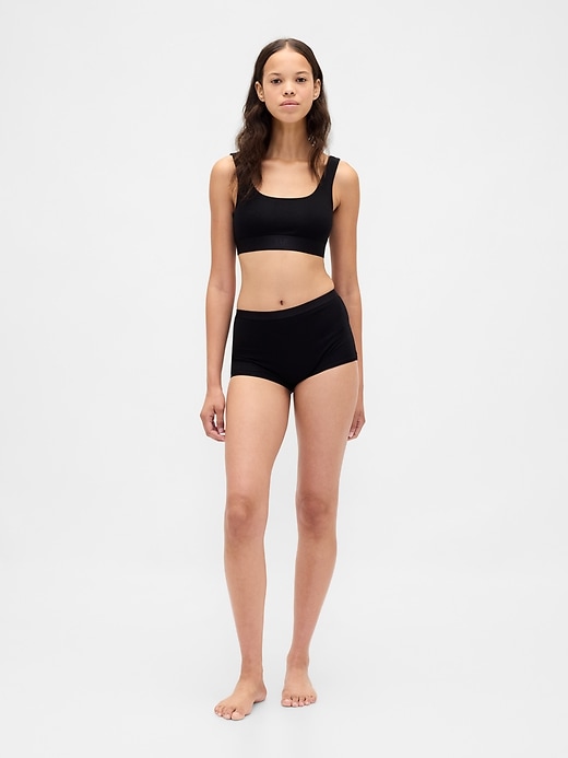 kurze hose aus bio-stretch-baumwolle mit hohem bund