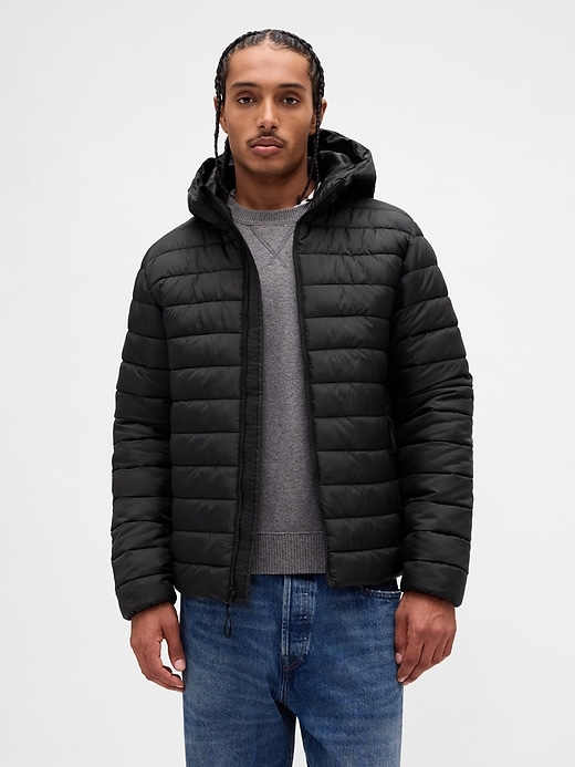recycelte steppjacke mit kapuze