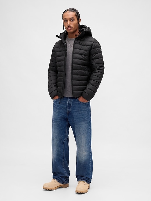 recycelte steppjacke mit kapuze