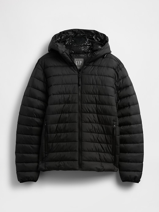 recycelte steppjacke mit kapuze