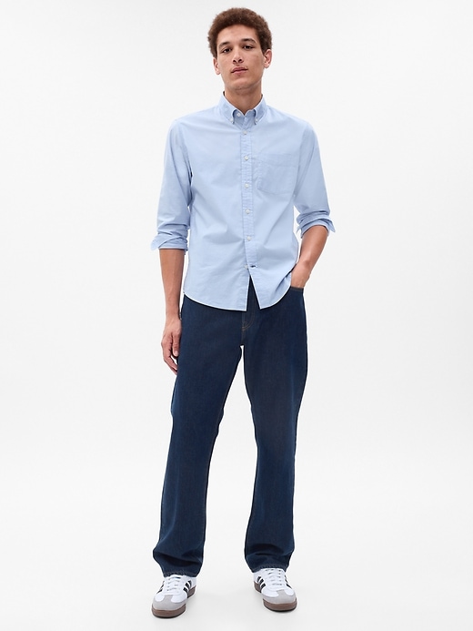 jeans aus bio-baumwolle mit knopfleiste im original-90er-jahre-stil gerader schnitt