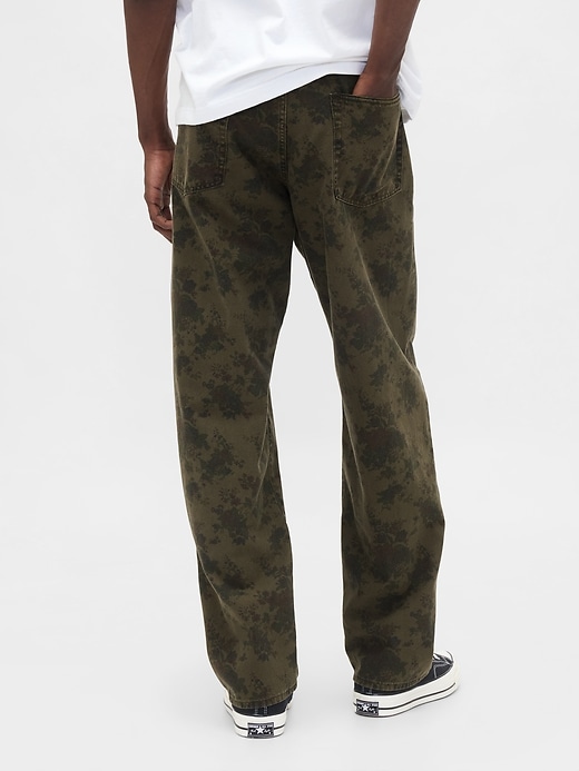 baggy jeans aus canvas mit blumenmuster