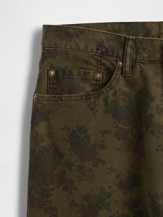 baggy jeans aus canvas mit blumenmuster