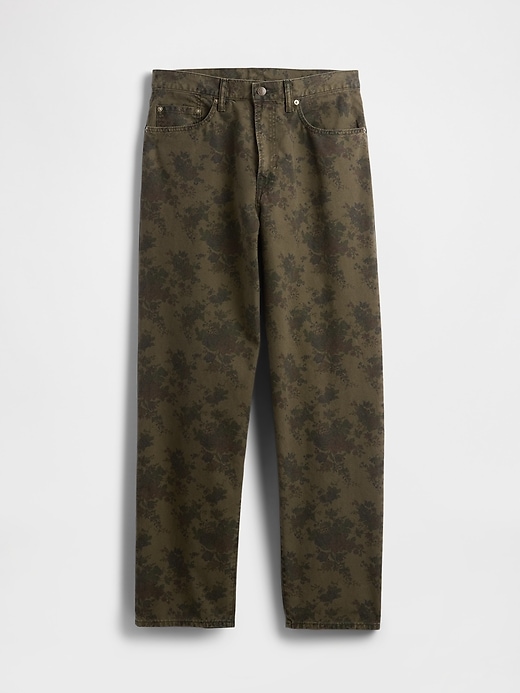 baggy jeans aus canvas mit blumenmuster