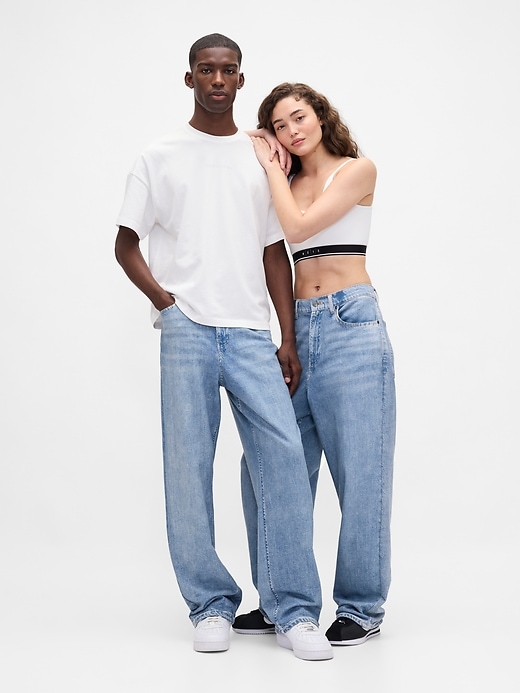 gap × bÉis strick-denim-baggy-jeans
