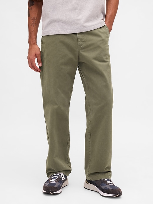 schweres twill-khaki im 90er-jahre-stil locker geschnitten