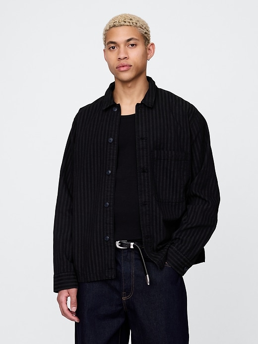 jeanshemdjacke mit streifen