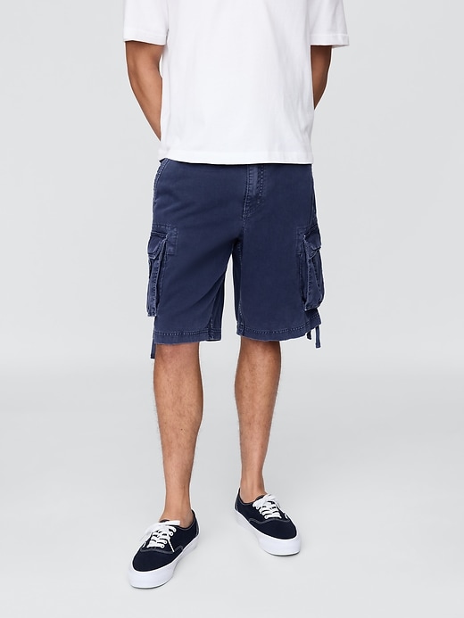 twill cargo baggy shorts