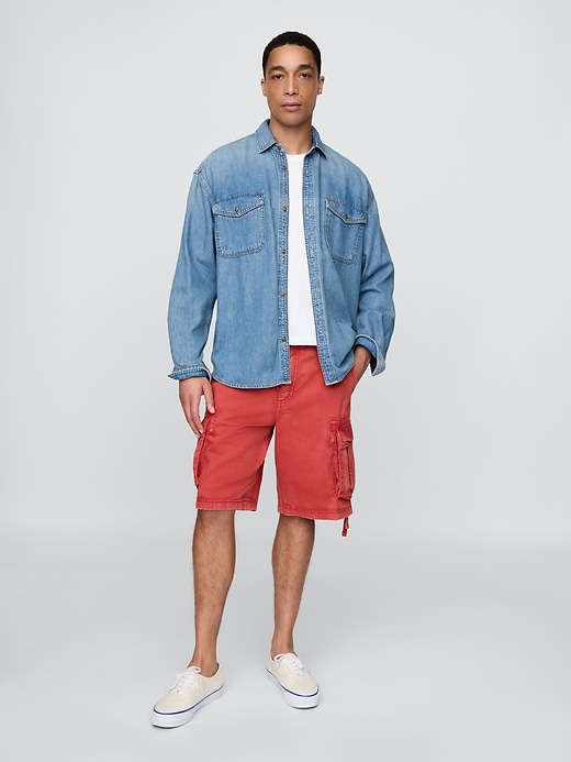 twill cargo baggy shorts