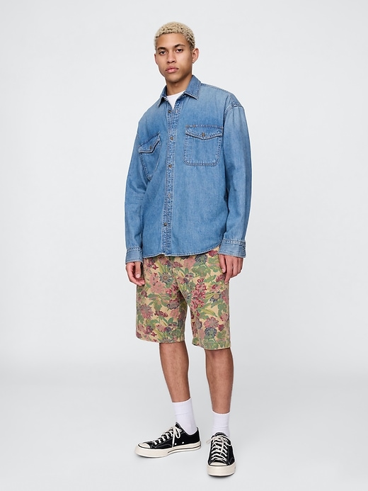 shorts aus canvas mit blumenmuster