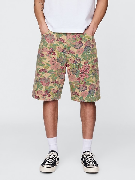 shorts aus canvas mit blumenmuster